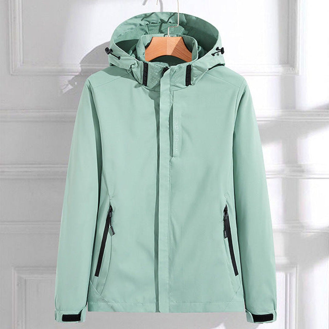 Women's Waterproof Hooded Rain Jacket Adjustable Fit - Mint Green
