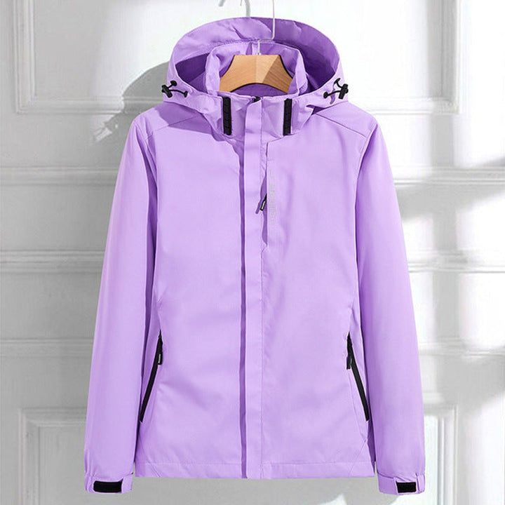 Women's Waterproof Hooded Rain Jacket Adjustable Fit - Lilac