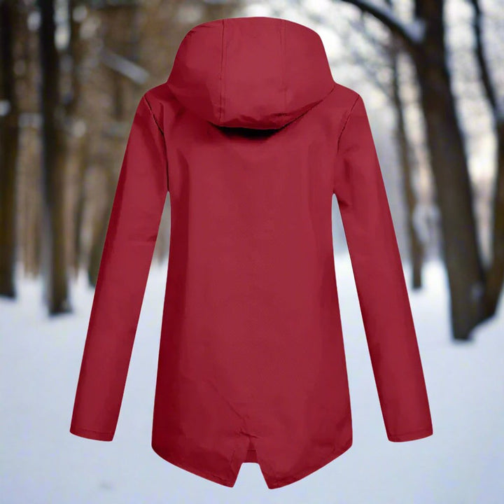 Women's Waterproof Hooded Rain Jacket Zip-Up Adjustable Cuffs Pockets