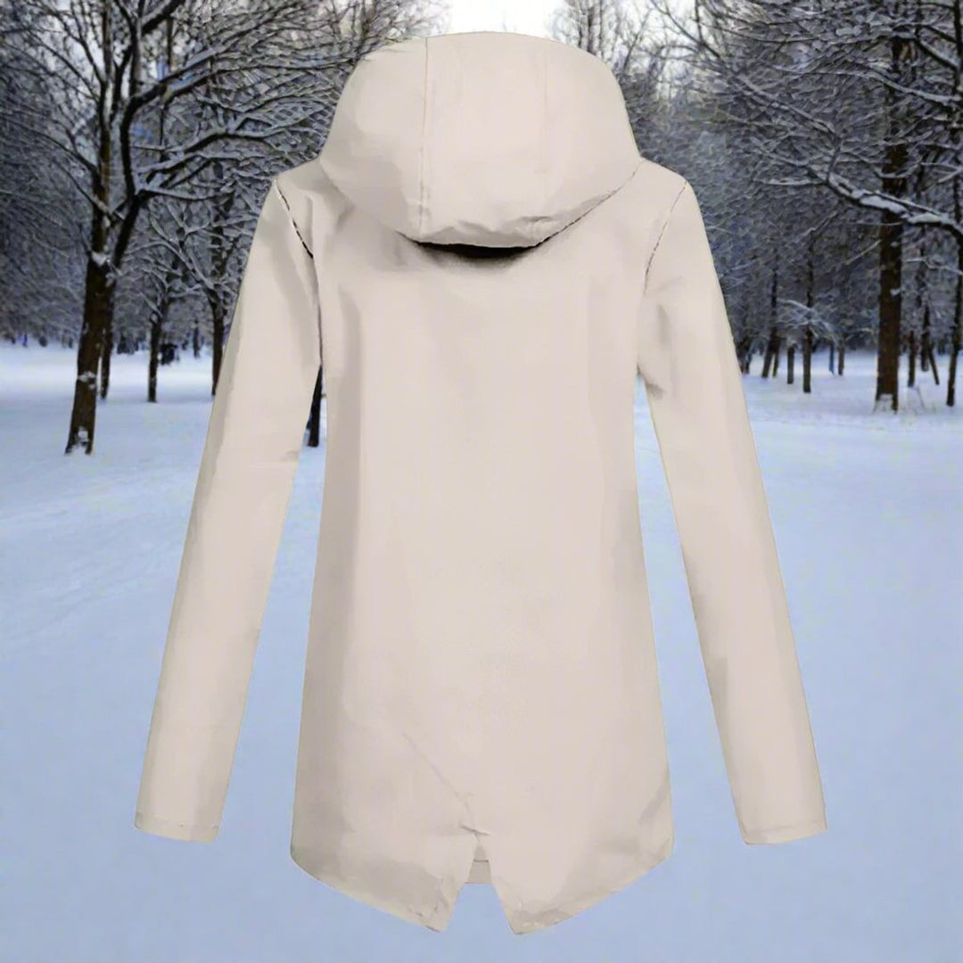 Women's Waterproof Hooded Rain Jacket Zip-Up Adjustable Cuffs Pockets