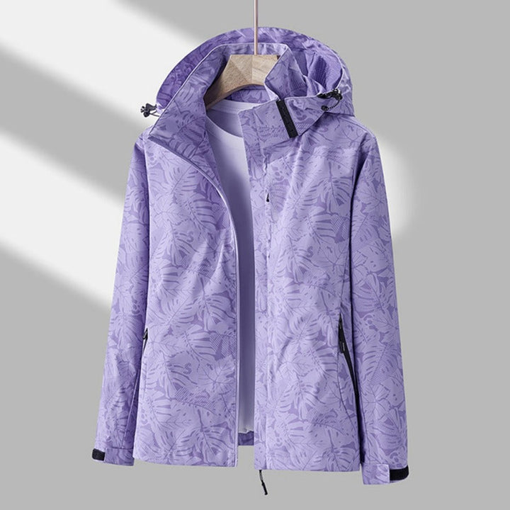 Women's Waterproof Windproof Lightweight Hooded Jacket - Purple