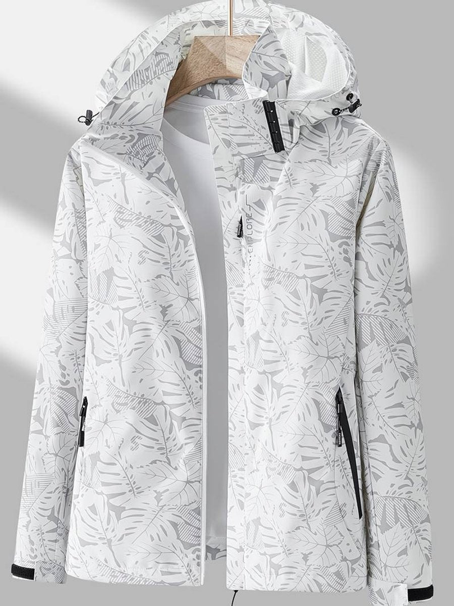 Women's Waterproof Windproof Lightweight Hooded Jacket - White