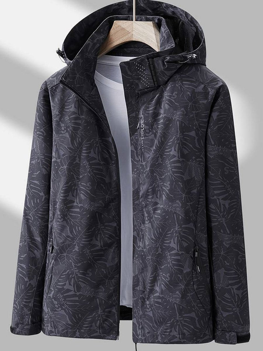 Women's Waterproof Windproof Lightweight Hooded Jacket - Black