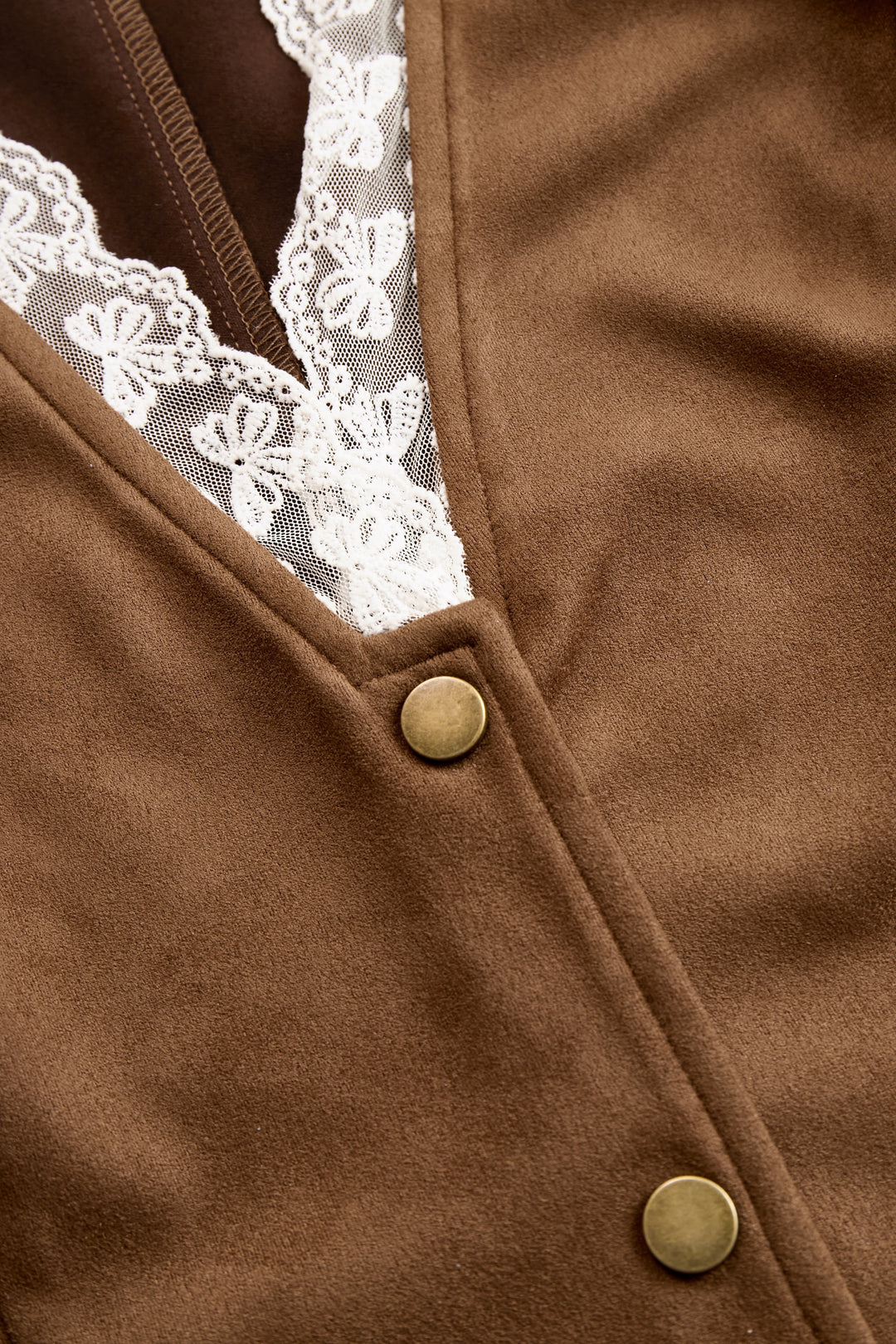 Women's Western Lace Long-Sleeve V-Neck Fitted Snap-Button Blouse