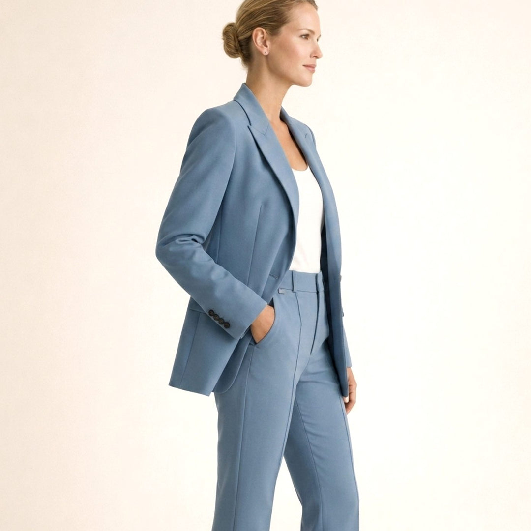Women's Wide-Leg Flared Tailored Two-Piece Trouser Suit