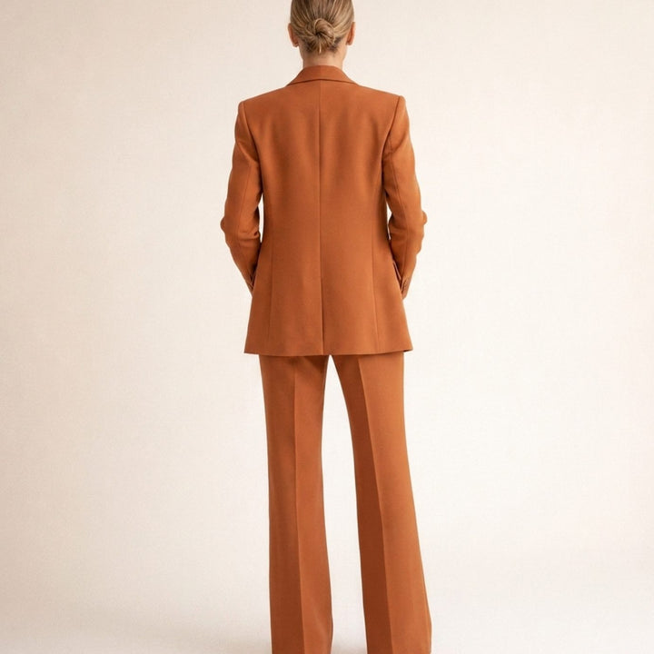 Women's Wide-Leg Flared Tailored Two-Piece Trouser Suit