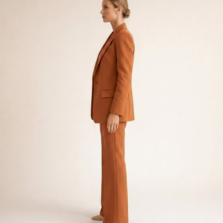 Women's Wide-Leg Flared Tailored Two-Piece Trouser Suit