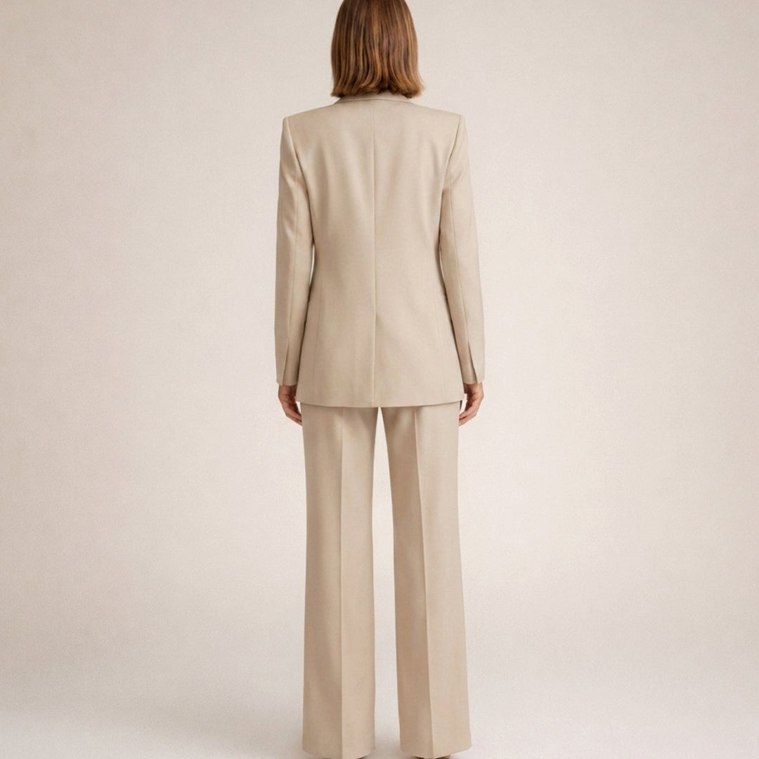 Women's Wide-Leg Flared Tailored Two-Piece Trouser Suit