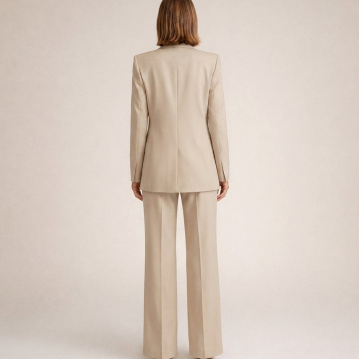 Women's Wide-Leg Flared Tailored Two-Piece Trouser Suit