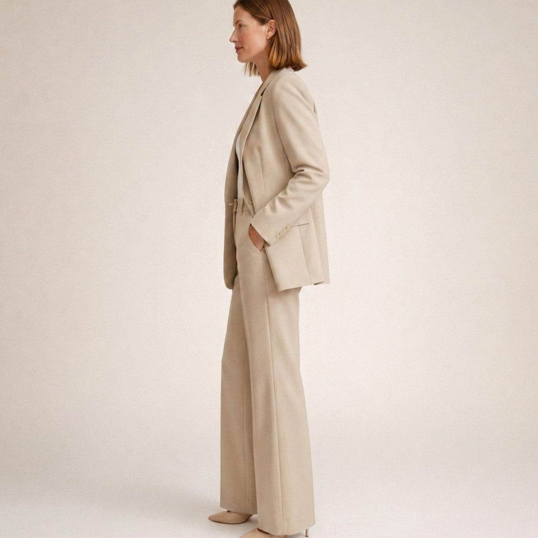 Women's Wide-Leg Flared Tailored Two-Piece Trouser Suit