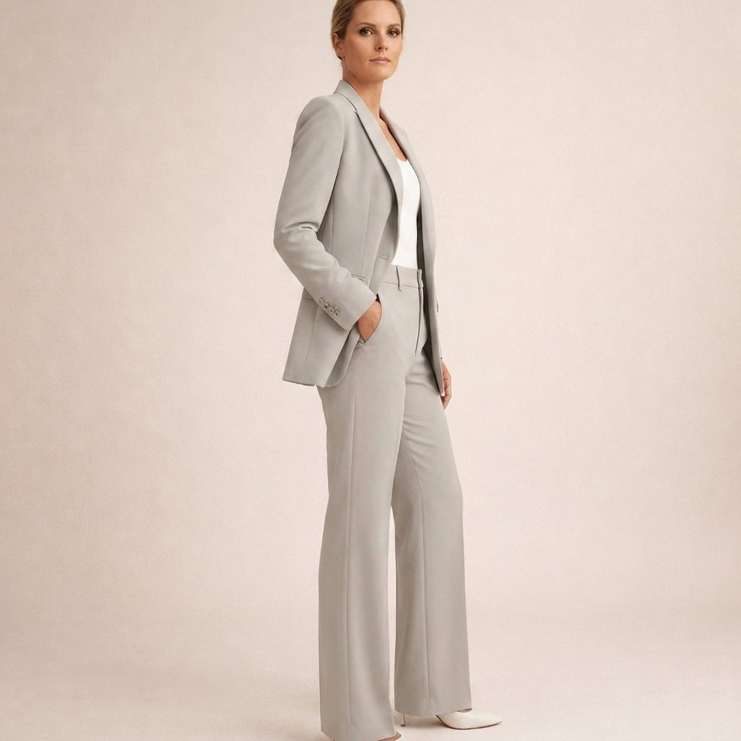 Women's Wide-Leg Flared Tailored Two-Piece Trouser Suit