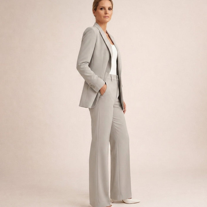 Women's Wide-Leg Flared Tailored Two-Piece Trouser Suit