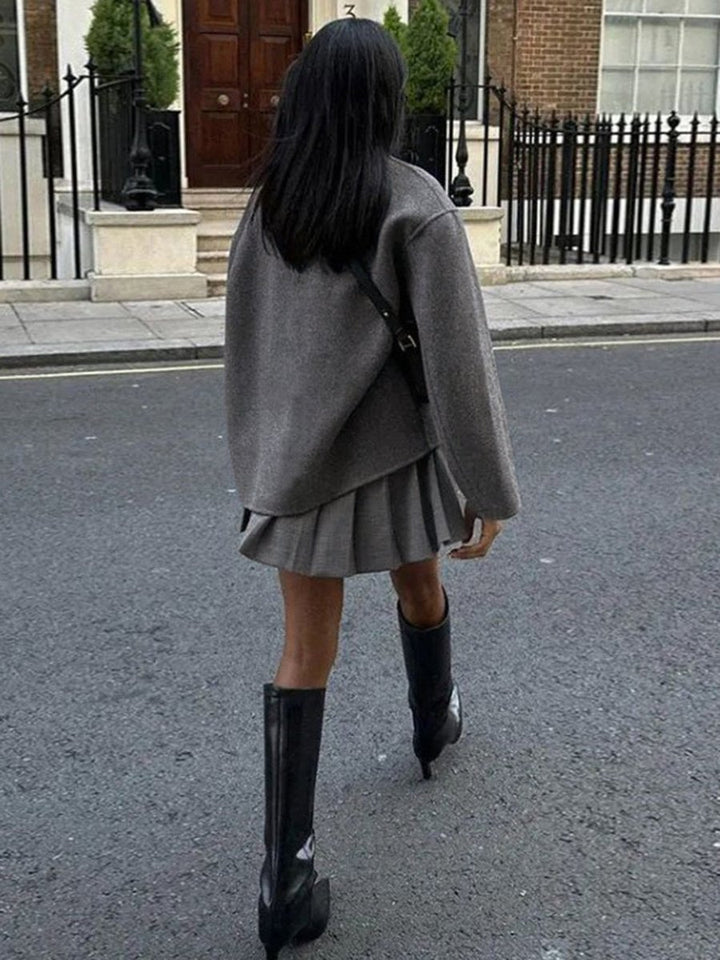 Women's Winter Coat Double Breasted Stand Collar Relaxed Fit Pea Coat