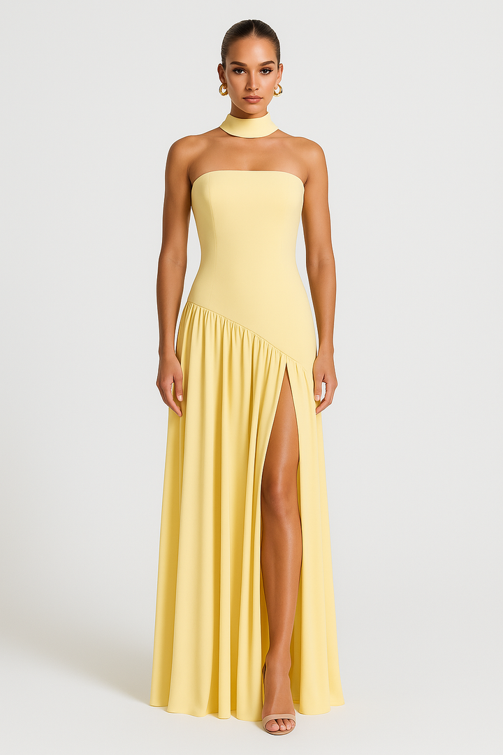 Annabelle | Women’s Stylish Strapless Slit Maxi Dress