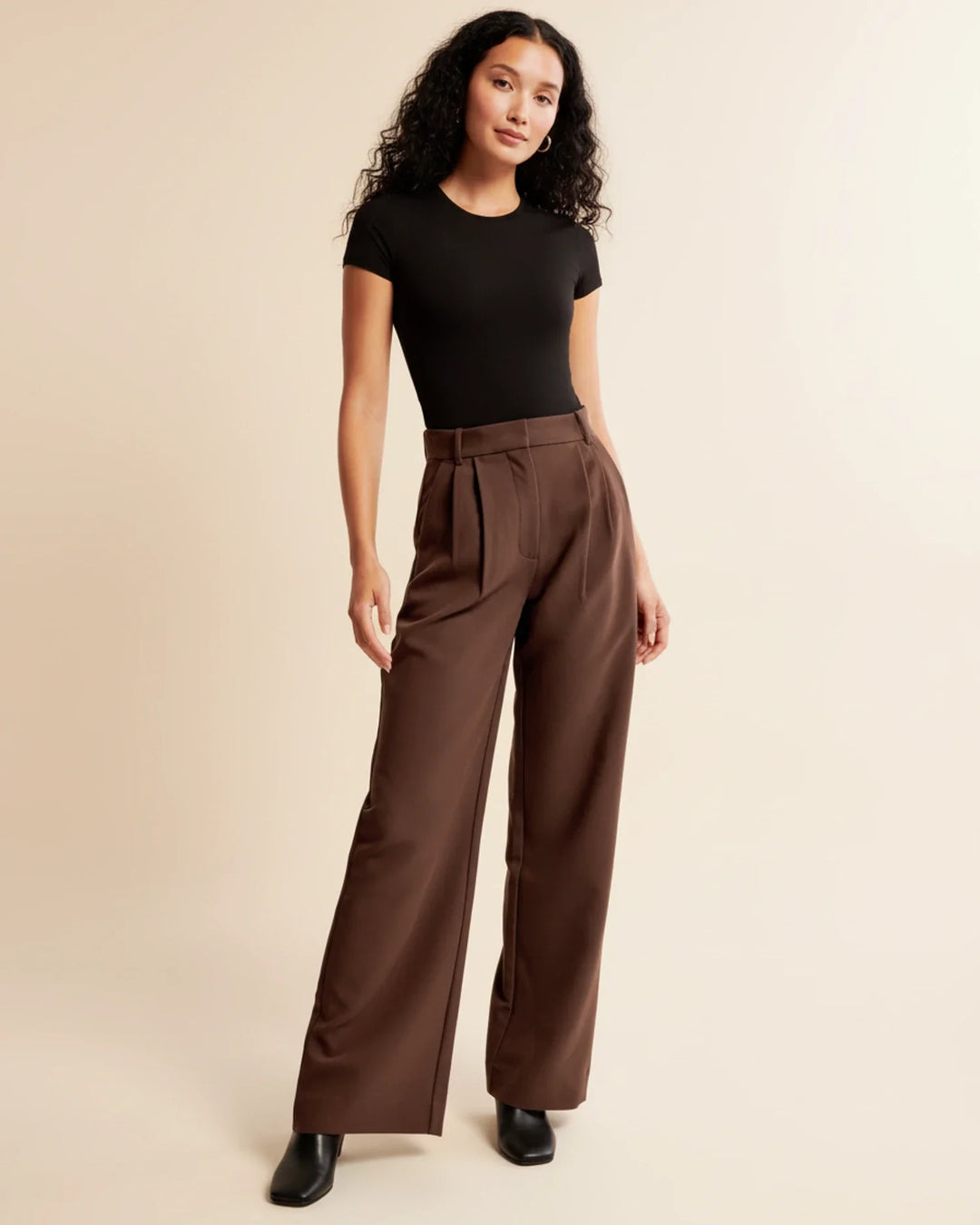 Eloise | High Waist Pleated Leg Trousers with Tailored Fit