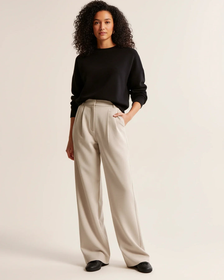 Eloise | High Waist Pleated Leg Trousers with Tailored Fit